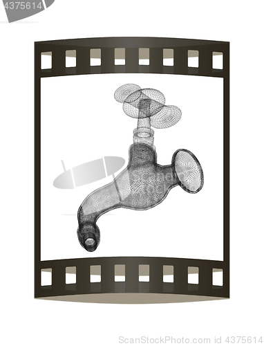 Image of Water tap. 3d illustration. The film strip.