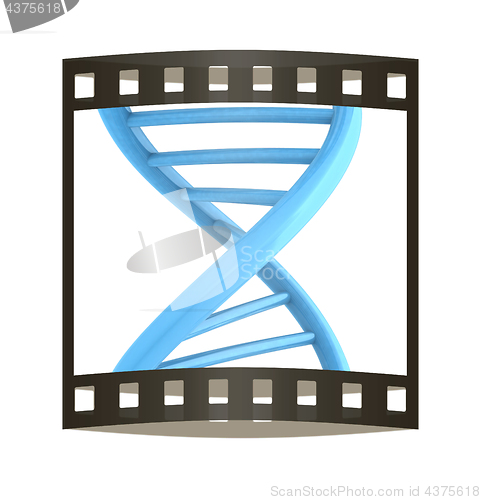 Image of DNA structure model on white. 3D illustration. The film strip.