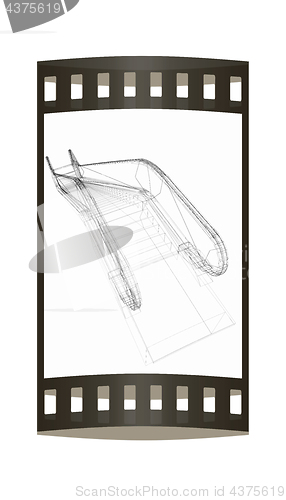 Image of Single escalator. 3d illustration. The film strip.