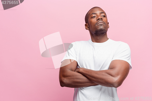 Image of Portrait of a serious afro American man