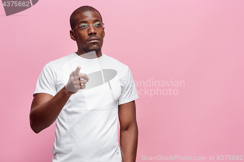 Image of Portrait of a serious afro American man