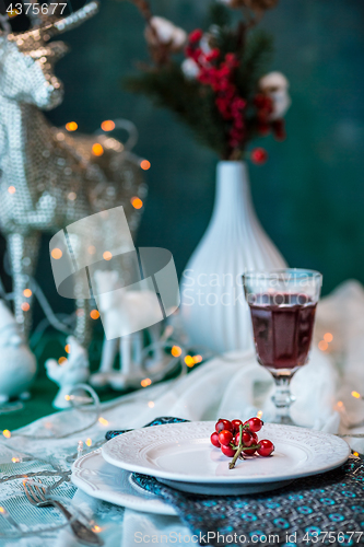 Image of Beautiful Christmas table setting with decorations