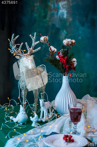 Image of Beautiful Christmas table setting with decorations