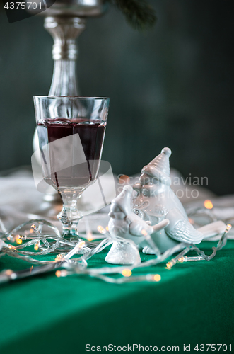 Image of Beautiful Christmas table setting with decorations
