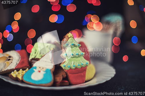 Image of Christmas cookies and cup of tea