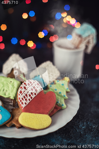 Image of Christmas cookies and cup of tea