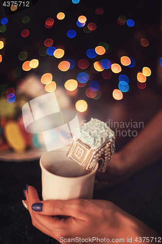 Image of Christmas cookies and cup of tea