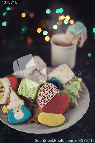 Image of Christmas cookies and cup of tea