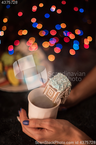 Image of Christmas cookies and cup of tea