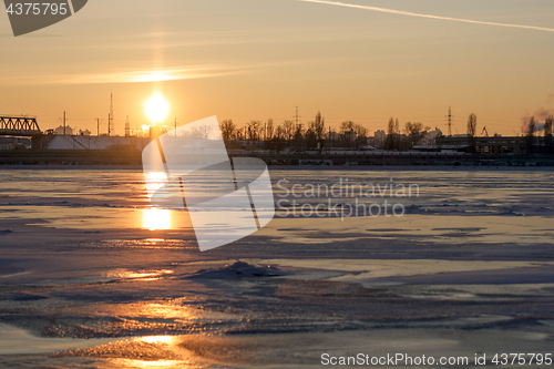 Image of Winter landscape with frozen river