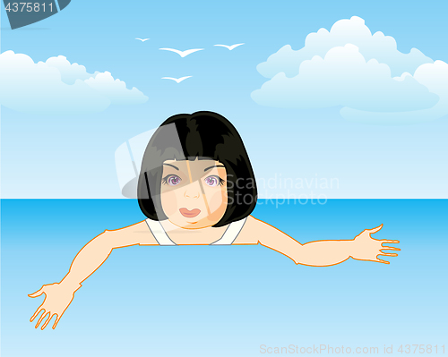 Image of Girl sails seaborne