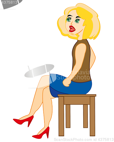 Image of Woman sits on chair