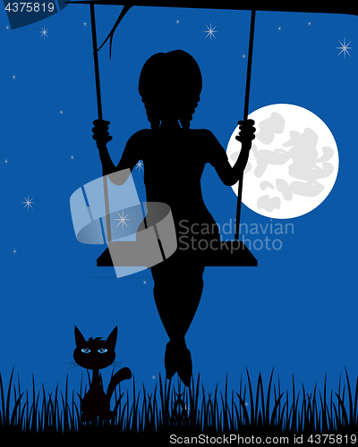 Image of Silhouette of the girl on seesaw