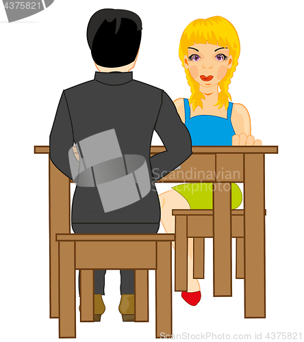 Image of Girl and lad at the table