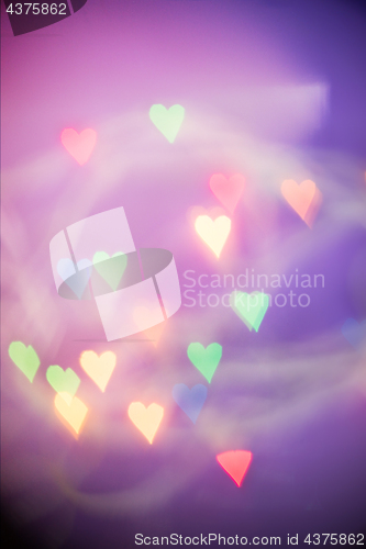 Image of Defocused bokeh light hearts