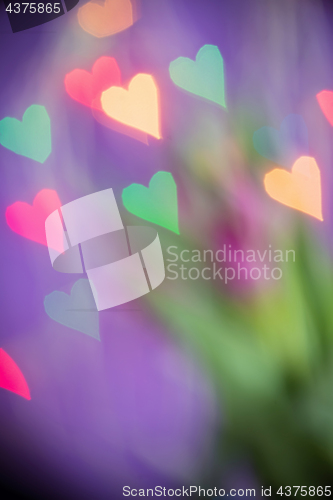 Image of Defocused bokeh light hearts