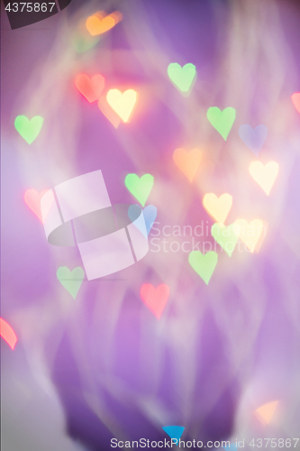 Image of Defocused bokeh light hearts