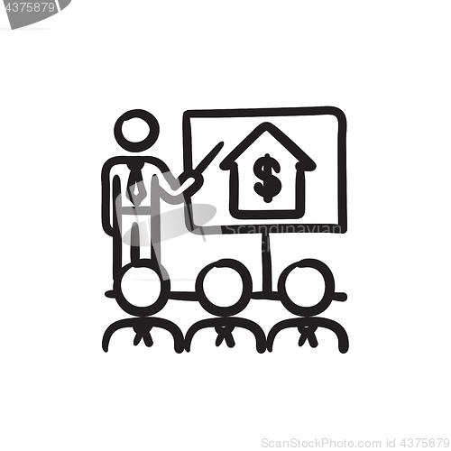 Image of Real estate training sketch icon.