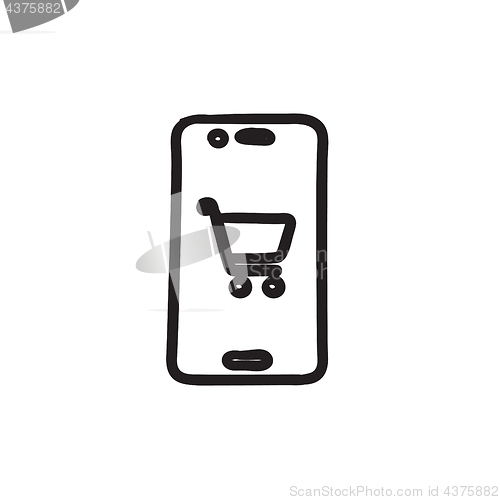 Image of Online shopping sketch icon.