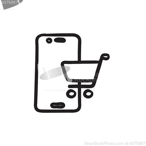 Image of Online shopping sketch icon.