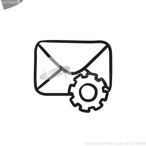 Image of Envelope mail with gear sketch icon.