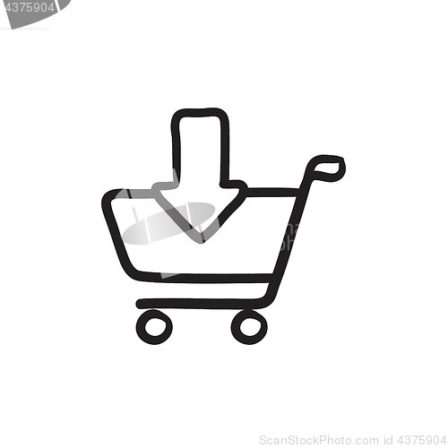 Image of Online shopping cart sketch icon.