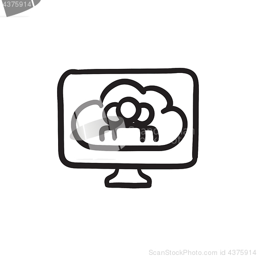 Image of Cloud computing sketch icon.