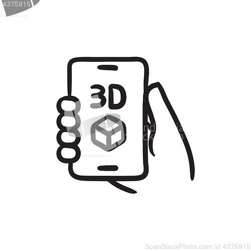 Image of Smartphone with three D box sketch icon.