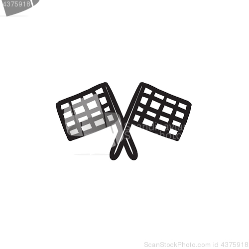 Image of Two checkered flags sketch icon.