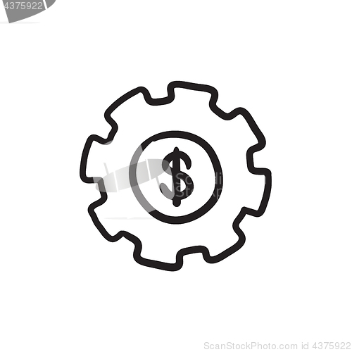 Image of Gear with dollar sign sketch icon.