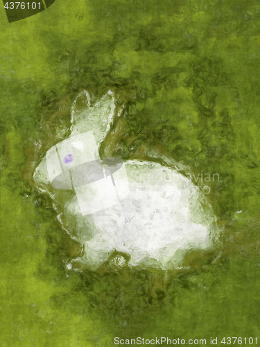 Image of white easter rabbit in the green grass digital oil on canvas pai