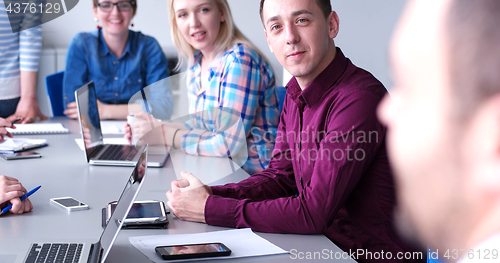 Image of Business Team At A Meeting at modern office building