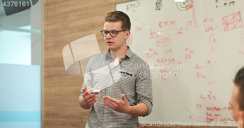 Image of young businessman in startup office