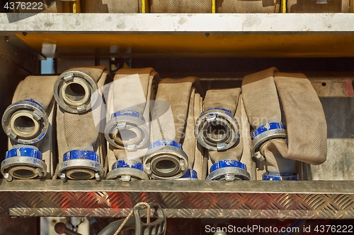 Image of Hoses of a fire truck