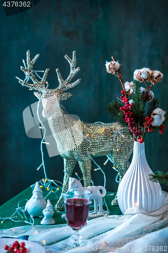 Image of Beautiful Christmas table setting with decorations