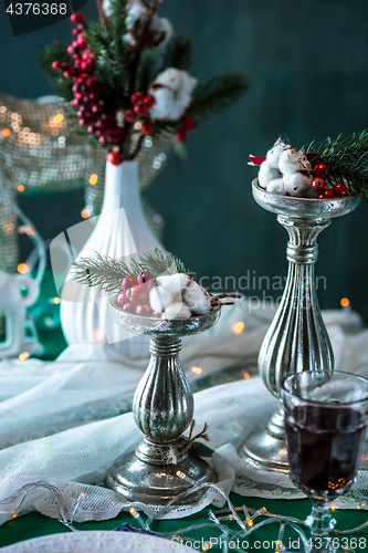 Image of Beautiful Christmas table setting with decorations