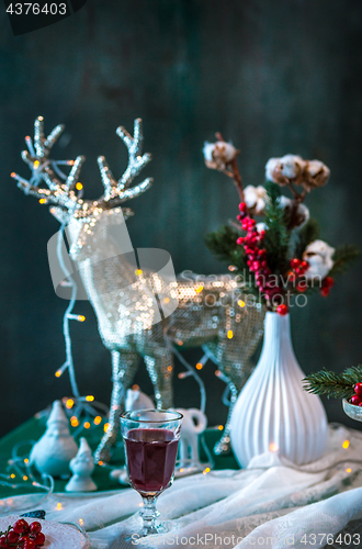 Image of Beautiful Christmas table setting with decorations