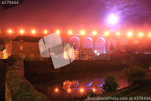 Image of Night view of Dinan on the Rance river