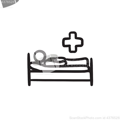 Image of Patient lying on bed  sketch icon.