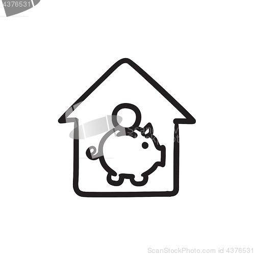 Image of House savings sketch icon.