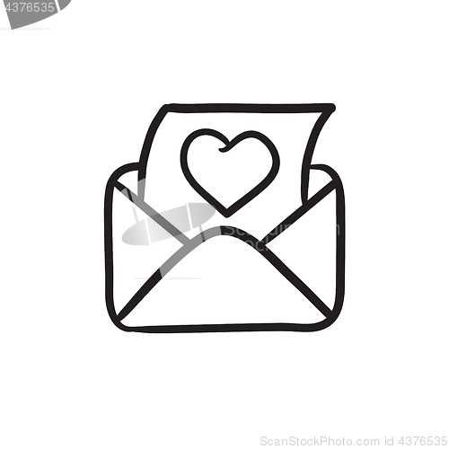 Image of Envelope mail with heart sketch icon.