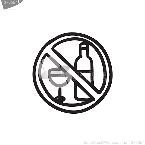 Image of No alcohol sign sketch icon.