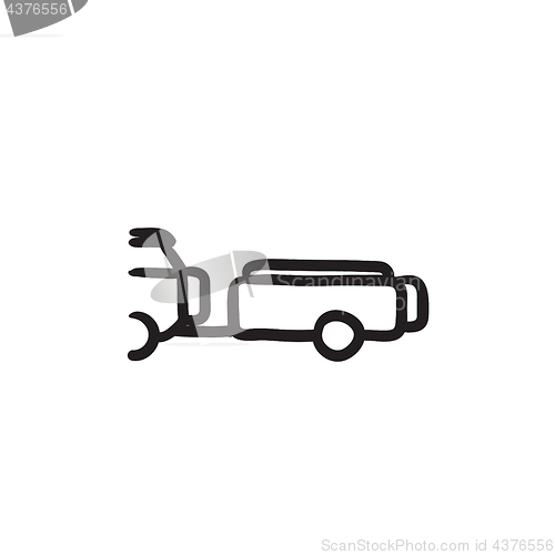 Image of Car with trailer sketch icon.