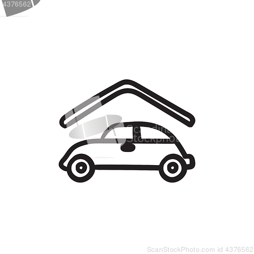 Image of Car garage sketch icon.