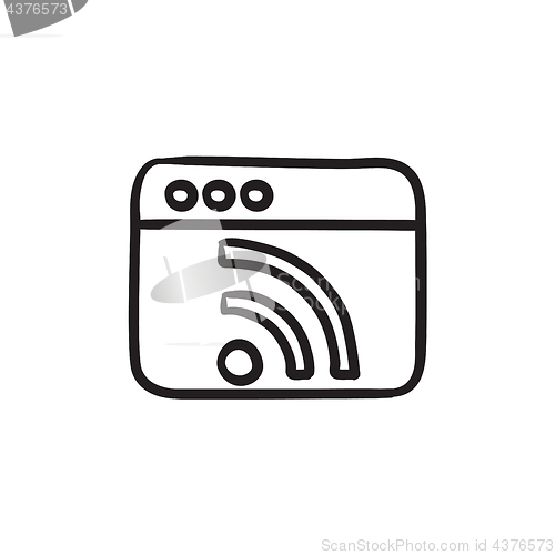 Image of Browser window with wi fi sign sketch icon.