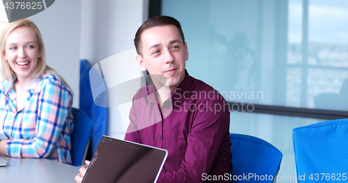 Image of Business Team At A Meeting at modern office building