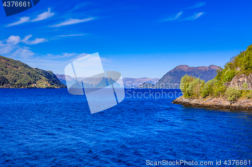 Image of Nordfjord, a beautiful landscape with fjord and mountains.
