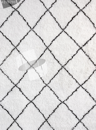 Image of Detail of white rug with black lines