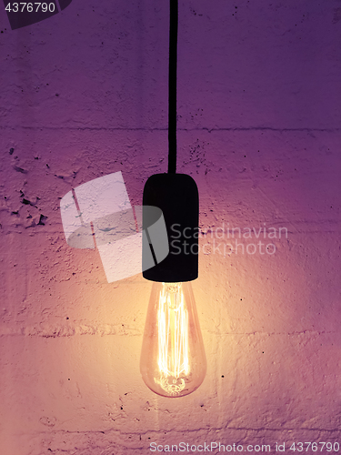 Image of Industrial design light bulb on a black cord