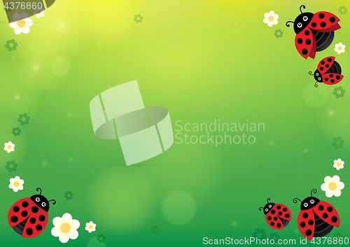 Image of Spring background with ladybugs 1